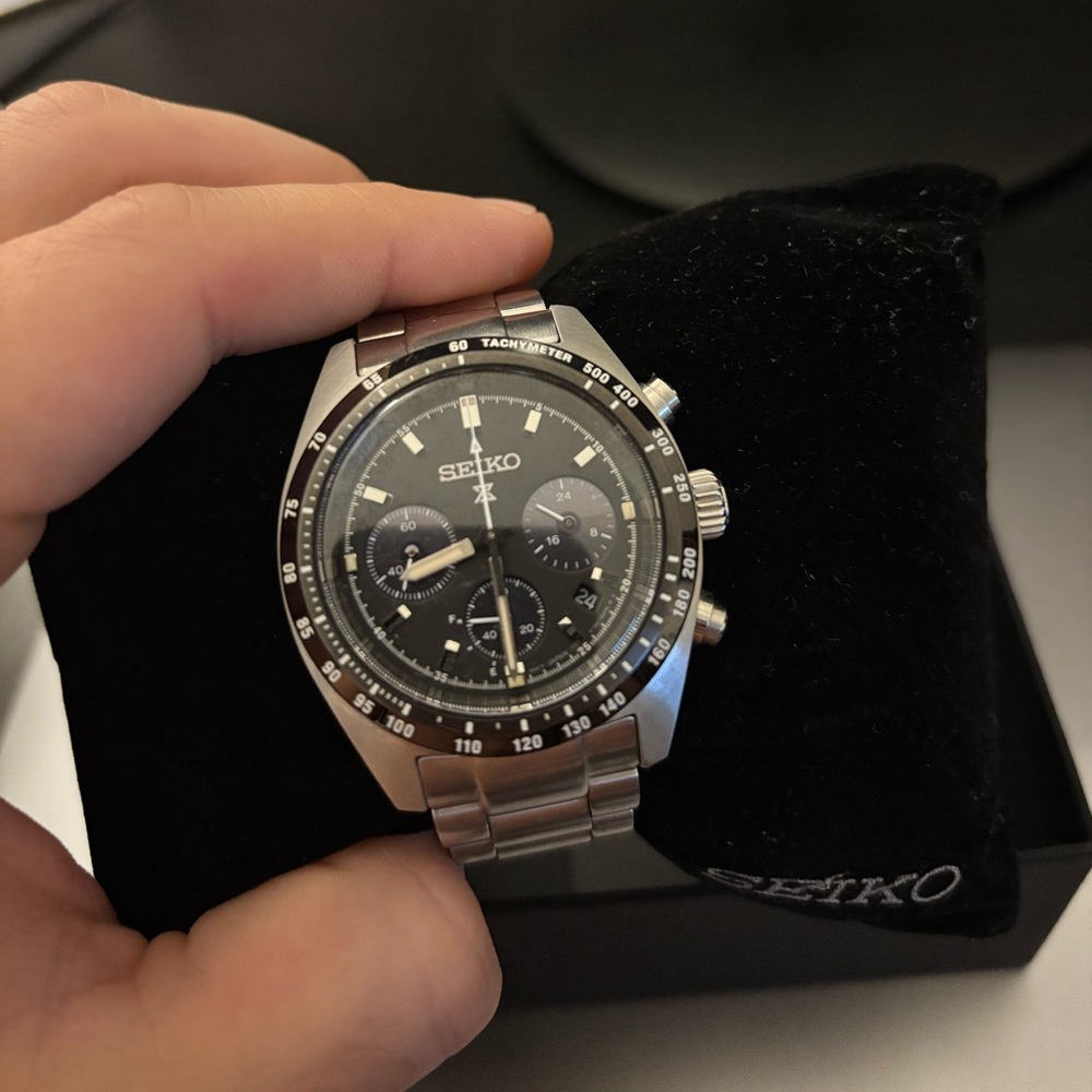 Seiko Prospex 39mm Speedtimer Solar Black/Steel